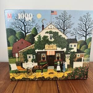 MB Jigsaw Puzzle 1000 Piece Charles Wysocki Americana Birdies Perch Coffee Shop